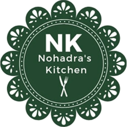 A green and white logo for nohadra 's kitchen.
